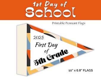 Boho Pennant Flags Set for 1st Day of School Photos, Back to School Boho Flags - Perfect for First Day Celebrations, 1st Day of School signs