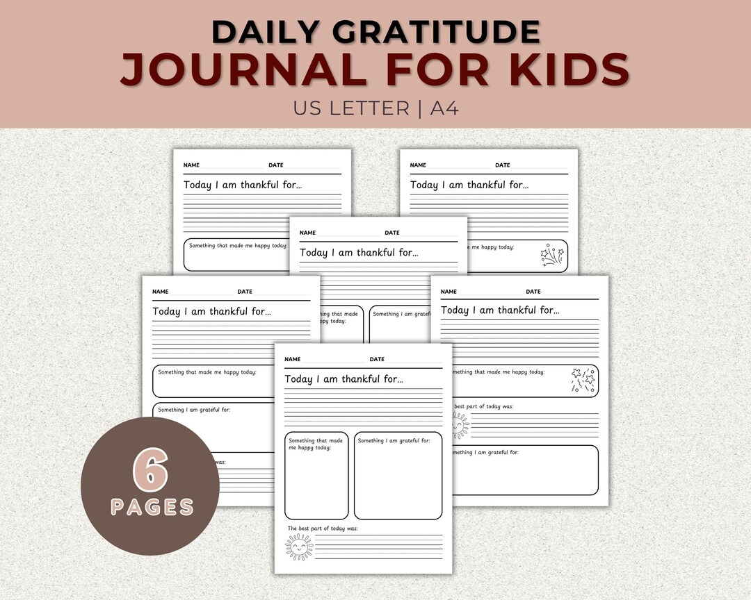 Printable Daily Gratitude Journal for Kids Easy and Engaging Kid ...