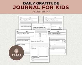 Printable Daily Gratitude Journal for Kids - Easy and Engaging!  Kid-Friendly Daily Gratitude Journal Sheets - Printable Pages