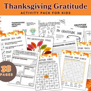 Kids' Thanksgiving Gratitude Activities - Downloadable Printable Fun! Thanksgiving Gratitude Pack for Kids - Creative Printable Activities!
