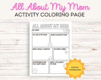 DIY Mother's Day Activity Page - Printable Coloring Fun, Printable Mother's Day Coloring Sheet - All About My Mom