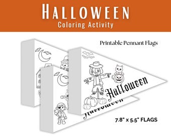 Halloween Wimpel Flaggen Set zum Ausmalen, Halloween Halloween Dekoration, Wimpel Flaggen, Halloween Dekoration, Halloween Party Dekoration