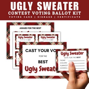 Ugly Sweater Contest Essentials - Printable Ballots & Awards - Christmas Kit, Printable Christmas Ugly Sweater Contest Set