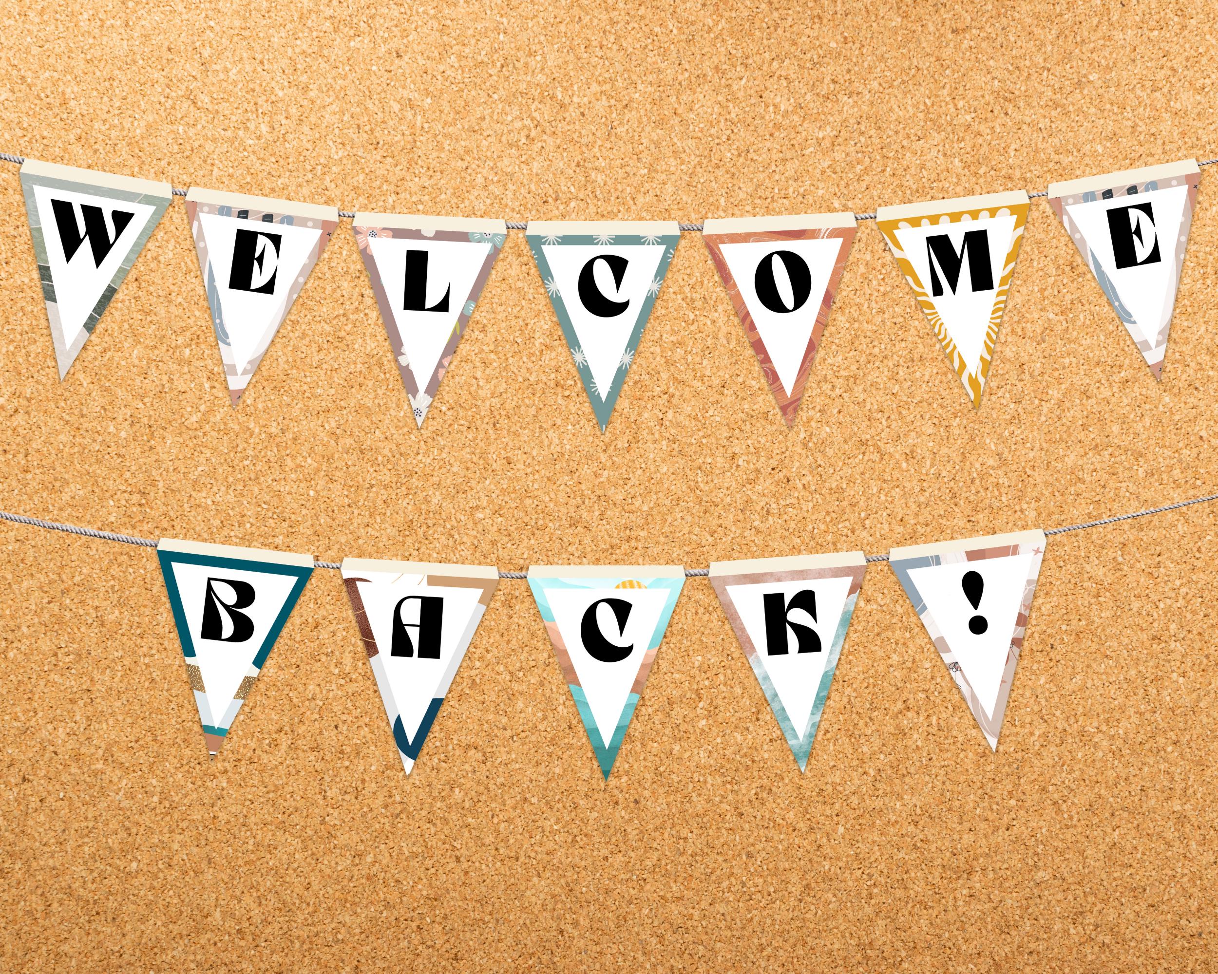 Boho Back to School Bulletin Flags Banner - Classroom Decor Set ...