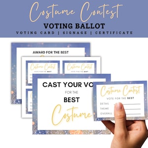Costume Contest Kit: Printable Ballots and Award Certificates, Printable Party Pack - DIY Costume Contest Supplies - Ballots & Awards