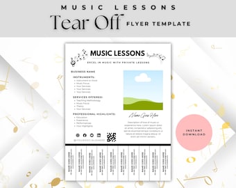 Musikunterricht Abriss-Flyer-Vorlage - Professionelles Design, professionelle Flyer für Musikunterricht, anpassbarer Musikunterricht-Flyer