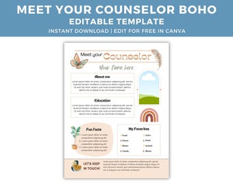 Boho Treffen Sie Ihre Schulbetreuer-Vorlage - Benutzerdefiniertes Canva-Design, Boho-Stil Benutzerdefinierter Schulbetreuer-Flyer