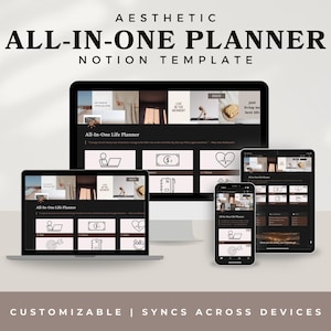 Aesthetic Notion Life Planner, Ultimate All-In-One Notion Planner- Organizer, Customizable ADHD Friendly Life Digital Planner Template