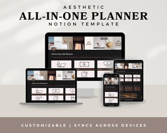 Aesthetic Notion Life Planner, Ultimate All-In-One Notion Planner- Organizer, Customizable ADHD Friendly Life Digital Planner Template