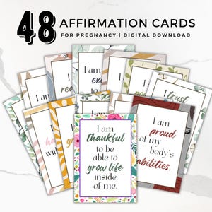 Cartes d'affirmation de la grossesse pour mantras et vibrations positifs, ensemble botanique bohème imprimable pour les femmes enceintes, cadeau de maternité pour prendre soin de soi
