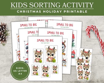 Christmas Baby Animals Sorting Printable | Educational Activity for Kids, Fun Printable Sorting Activity for Kids | Holiday Educational Game