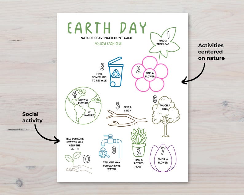 Fun Earth Day Kids Scavenger Hunt - Green Activity for Children ...