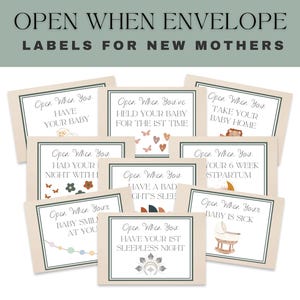 Idea de regalo para nueva mamá: sobres bohemios imprimibles con la frase "Abrir cuando" - Cartas de aliento, actividad para baby shower, cartas de amor y aliento