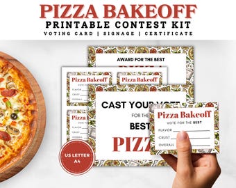 Pizza Party Contest Printables - Bakeoff Stimmzettel und Zertifikate, DIY Pizza Pie Kochen Kontest Set - Instant Download