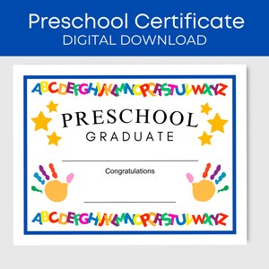 Editable Preschool Graduation Certificate, Printable Preschool Graduation Diploma, Homeschool Preschool Award
