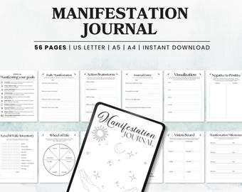 Digital Manifestation Journal, Printable Manifestation Planner, Manifestation Daily Workbook, 2025 Manifestation Journal Kit and Tracker
