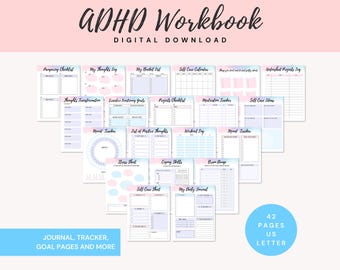 ADHD-werkboekplanner voor dagelijkse strategieën en succes - digitale download, afdrukbaar ADHD-werkboekdagboek voor zelfbewustzijn en productiviteit
