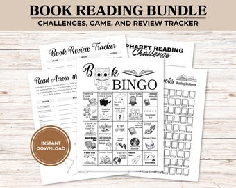 Machen Sie sich bereit zum Lesen: Bundle für Buchlese-Challenges, druckbare Buchlesespiele, Titellesen für das Jahr oder die Sommerpause