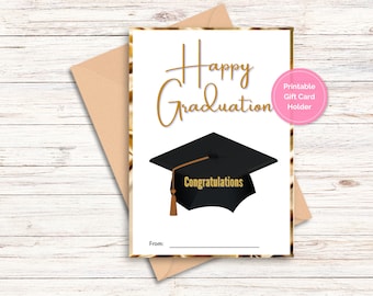 Graduation Cap Printable Gift Card Holder Instant Download, DIY Graduation Card Holder - Printable Cap Design Gift