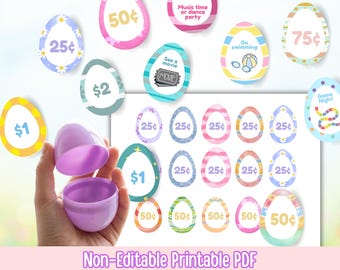 Easter Egg Filler Tokens: Printable Coupons for Money & Rewards; Non‑Candy Easter Egg Hunt Printable