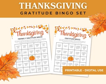 Gratitude Bingo Game Set for Thanksgiving Fun, Thanksgiving Bingo: A Fun Way to Celebrate Gratitude