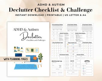 Decluttering Planner for ADHD & Autism, Organize with Checklists and Challenges, Declutter Toolkit, Neurodivergent Decluttering Printables