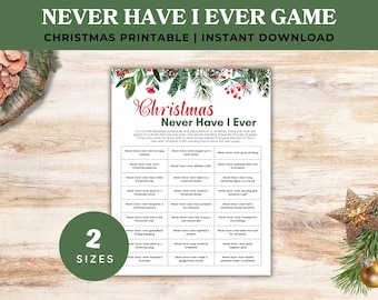 Juego de fiesta navideño imprimible "Yo nunca he", para adolescentes y adultos. Juego de fiesta navideña "Yo nunca he", para fiestas de oficina.