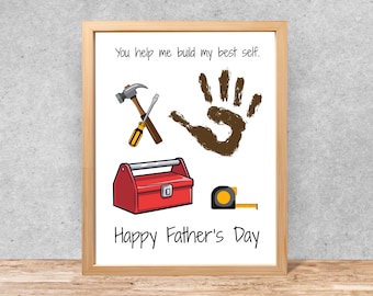 Vatertags-Handabdruck-Werkzeuge Handwerk druckbar, ADHS Autismus Build-Andenken Geschenk für Papa, Kinder-Handabdruck-Kunst-Download, Bauaktivität