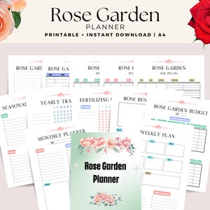 Rosengarten-Planer zum Organisieren Ihrer Rosenpflege, Rosenbusch-Tracker, Rosenlogbuch, Rosengarten-Masterplan, Rosenzeitplan