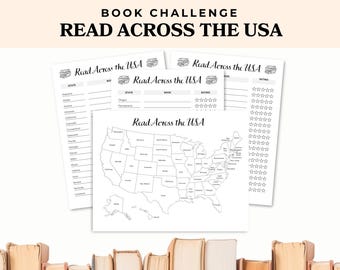 Buch-Challenge: Lesen Sie die USA Aktivitäten Paket, lesen Sie in den USA druckbare Challenge Kit, Digital Amerika Lese-Challenge mit Trackern