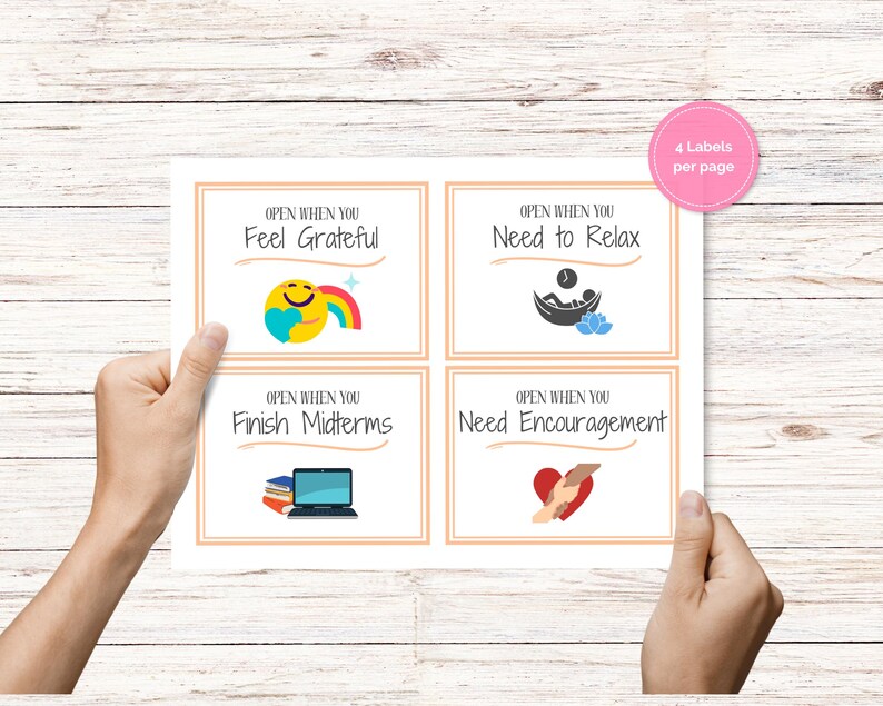 Label Encourage Personalized College Care Package Labels - Open When Letters for ...