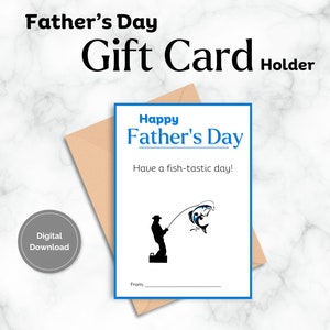 Porte-cartes cadeau fête des pères, porte-cartes cadeau pêche, carte poisson, carte papa amateur de poisson, porte-cartes cadeau imprimable, cadeau pour la fête des pères