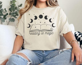Camiseta "Leer es mágico", regalo para ratones de biblioteca, camiseta de enseñanza literaria