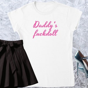 Pappas knulldocka, T-shirt för tjejer, Figurnära T-shirt, Damtröja, Citat-T-shirt, Rolig text-Crown-Neck, Mjuk stil, Vuxeninnehåll