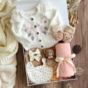 Baby Gift Box, First Birthday Gift, Baby Gift Basket, Coworker Baby Gift, Baby Girl Gift Box, New Mom Care Package, Organic Cotton