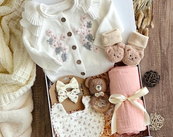 Baby Gift Box, First Birthday Gift, Baby Gift Basket, Coworker Baby Gift, Baby Girl Gift Box, New Mom Care Package, Organic Cotton