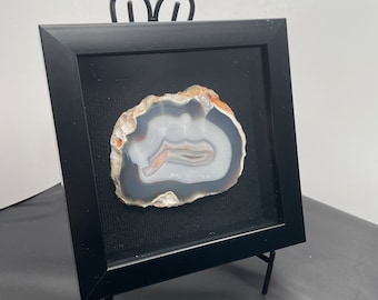 Agate Slice Wall Art in Wooden Frame with backing and glass cover