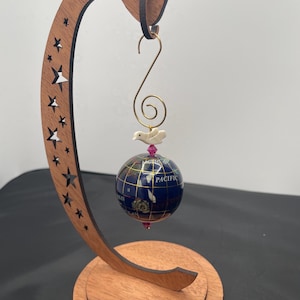 14 Inch Mother Of Pearl Gemstone Globe With Gold Stand - Handcrafted Semi-Precious Stone World