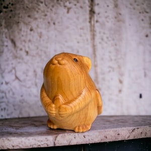 Wooden Mouse Carving | Cedar Wooden Ornament |  Small Wooden Animal | Solid wood Carving Arts