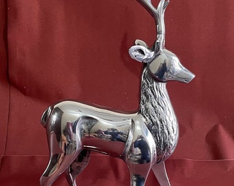 Hand Etched Cast Aluminum Deer staue sculpture vintage