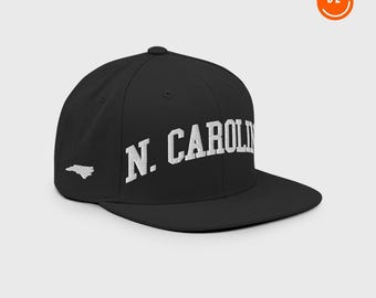 North Carolina Camo Snapback Hat: American Flag & State Design