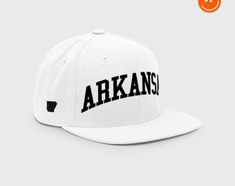Embroidered Arkansas Snapback Hat: Flat Bill Baseball Cap