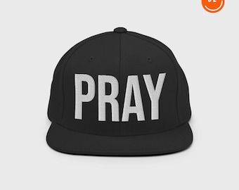 White on Black Pray Snapback Hat