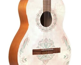 Bamboo Graphic Top 36" Lotus Mandela Travel Classical Guitar 3/4