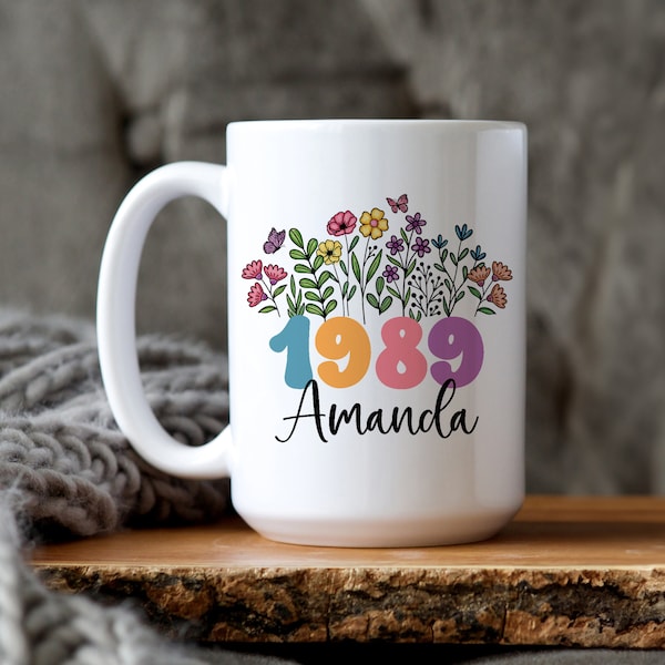 35th Birthday Gift for Her Personalized 35th Birthday Mug Women 1989 Coffee Mug Vintage Wildflowers Turning 35 Gift Best Friend