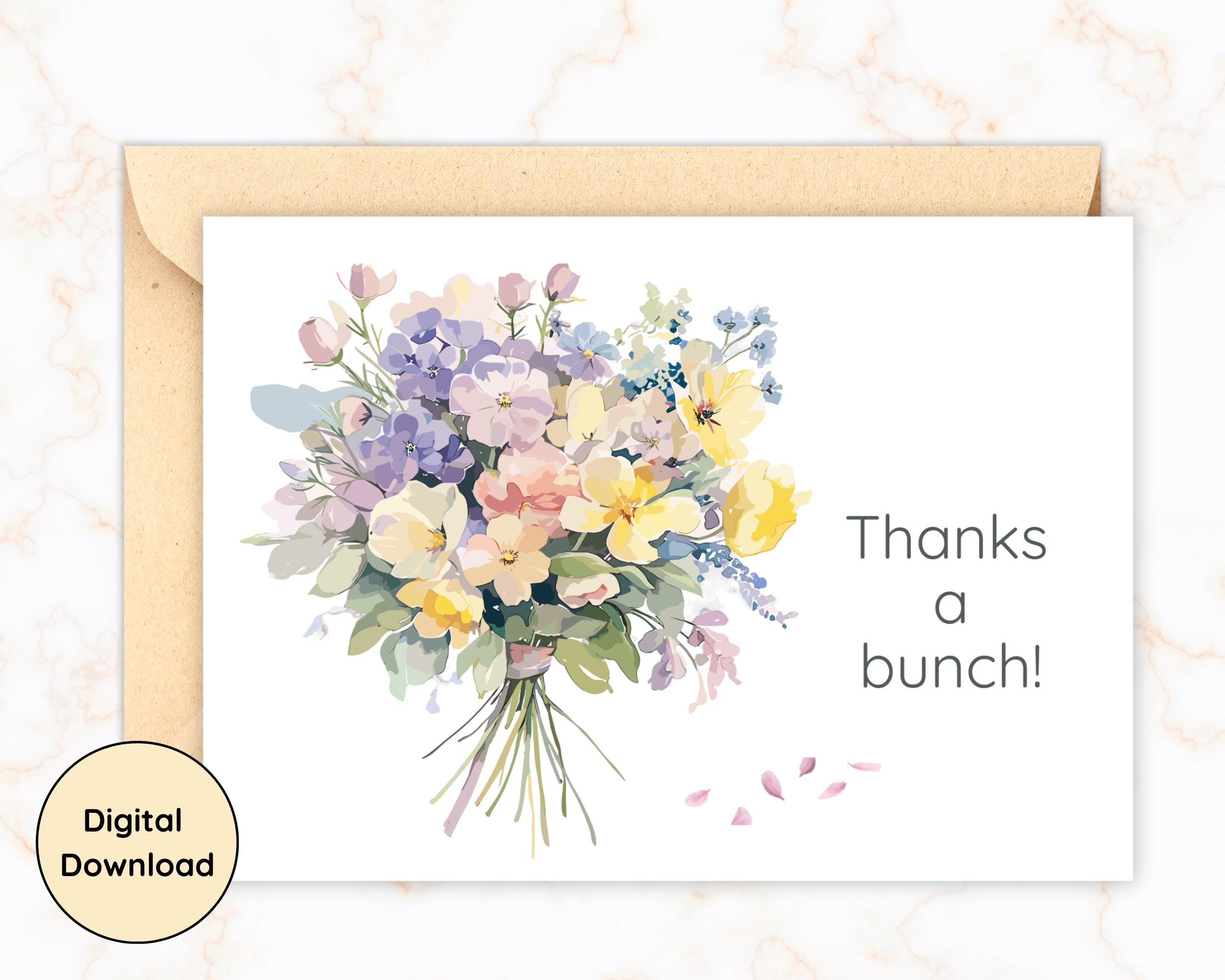 Floral Bouquet Thank You Card - Printable 5x7 Card (digital Download ...