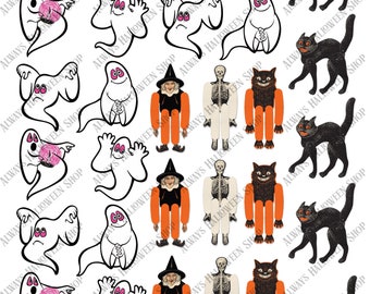 Decoraciones recortadas de Halloween para casa de muñecas a escala 1:12