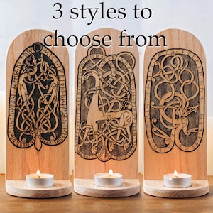 Oak (Thor’s wood) - Runestone decorative/hangable candle holder, 3 designs to choose from