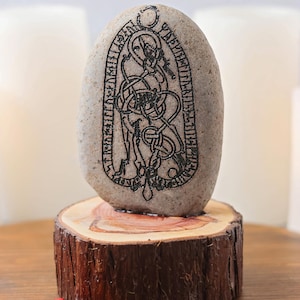 Viking age runestone cut in stone and mounted in cedar cross-section, Öl 26