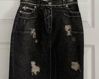 Distressed Vintage Jeans Skirt, Michael Kors, Made in Italy, Size 2